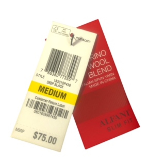 NWT Alfani Men's Deep Black V-Neck Italian Spun Yarn Pullover Sweater Size M - Picture 7 of 7